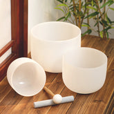KVKA Frosted White Crystal Singing Bowl Set with Free Carrying Bag